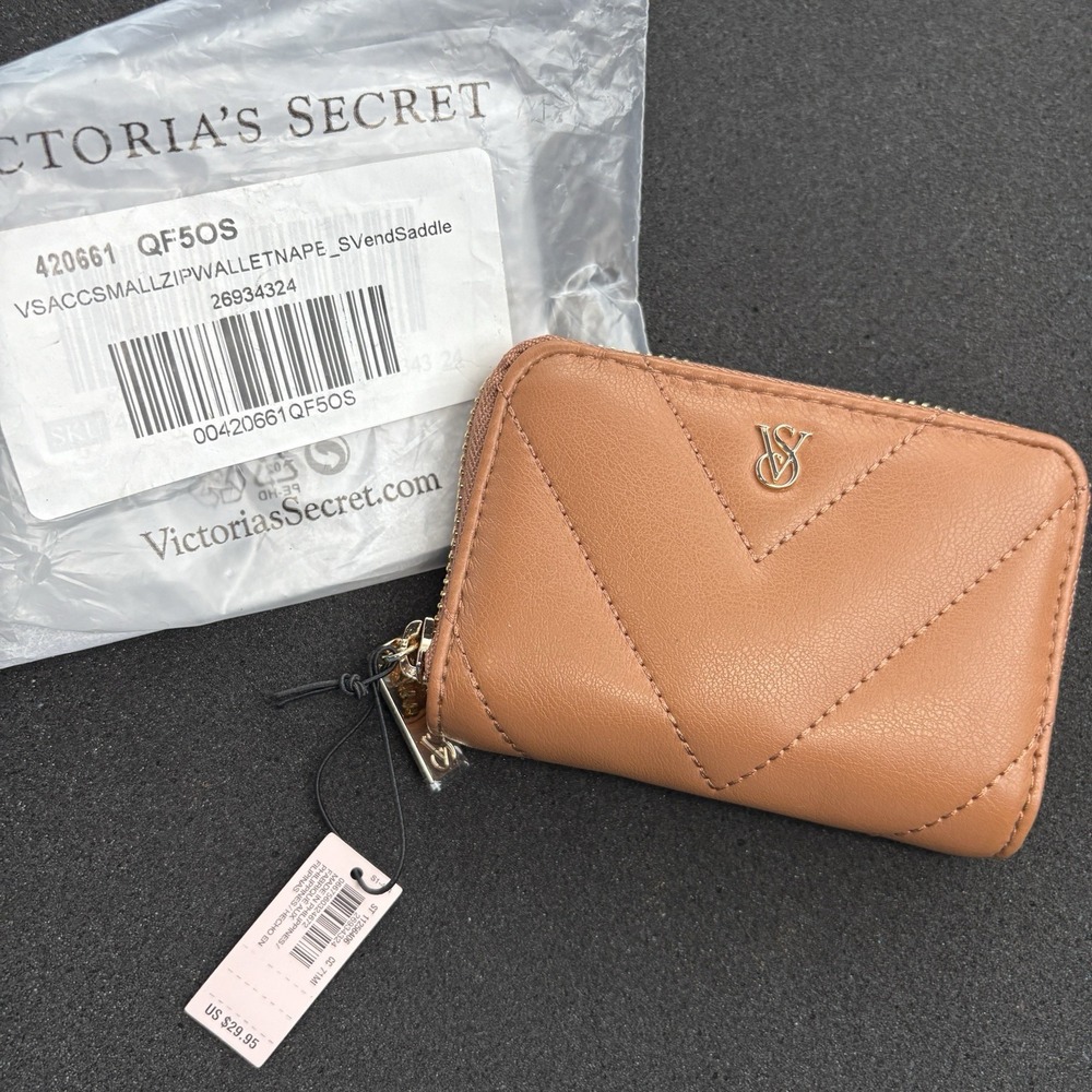 VICTORIA'S SECRET Small Wallet with Zip Brown